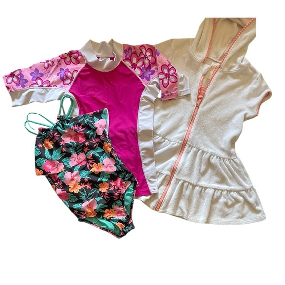 Tuga Rash Guard Girls Size 4/5 Wonder Nation One Piece Swim Suit Size 4/5 - Picture 1 of 16